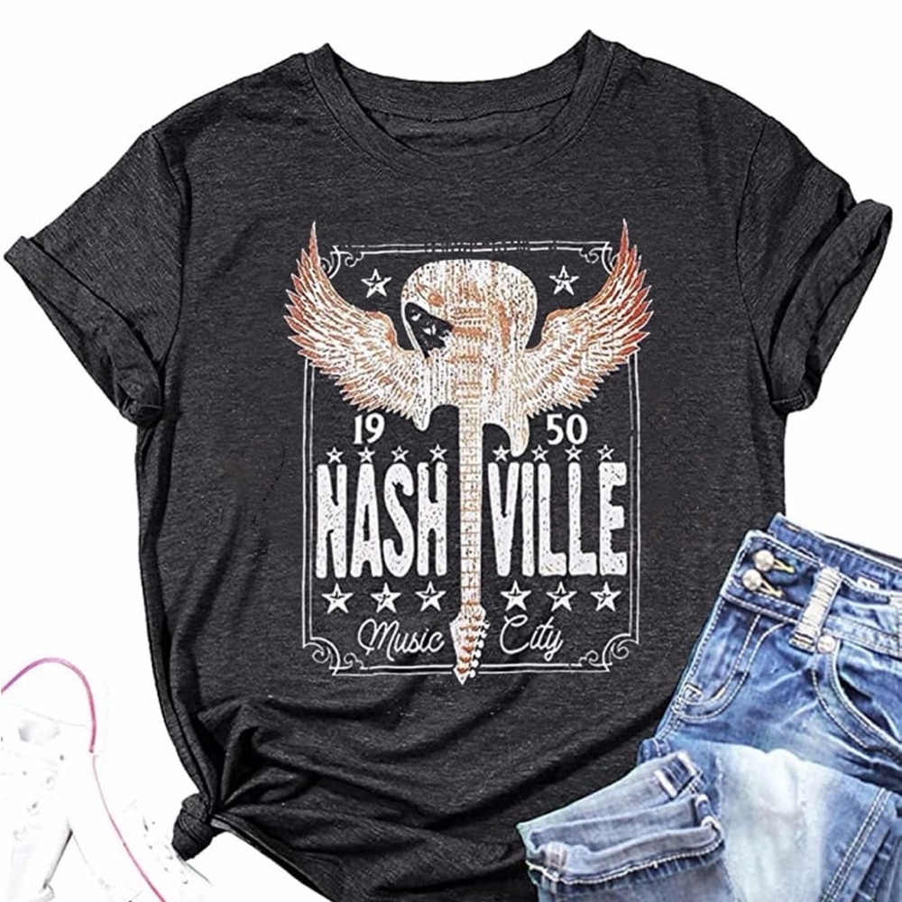 Nashville Music City Graphic Tee - Dark Charcoal